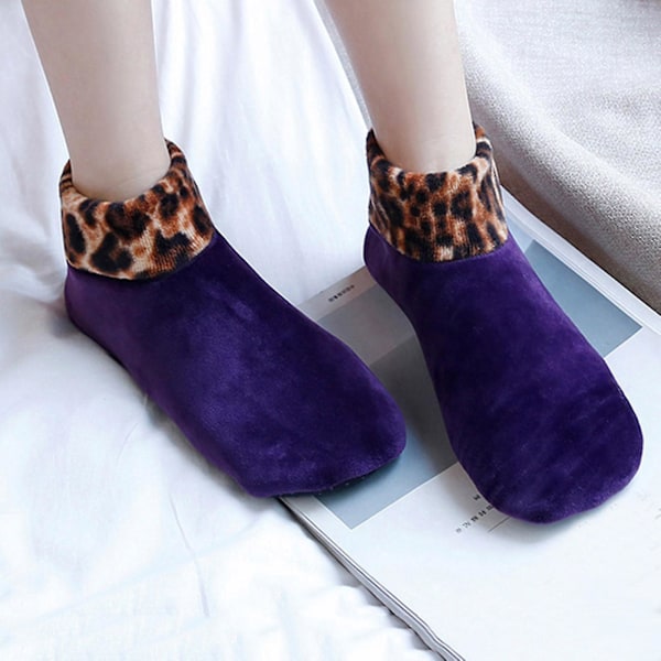 Efterår og vinter børns leopardprint gulvsokker dobbelt lag plus fløjl fortykkelse skridsikker varme ikke ned fløjl yoga dansesokker