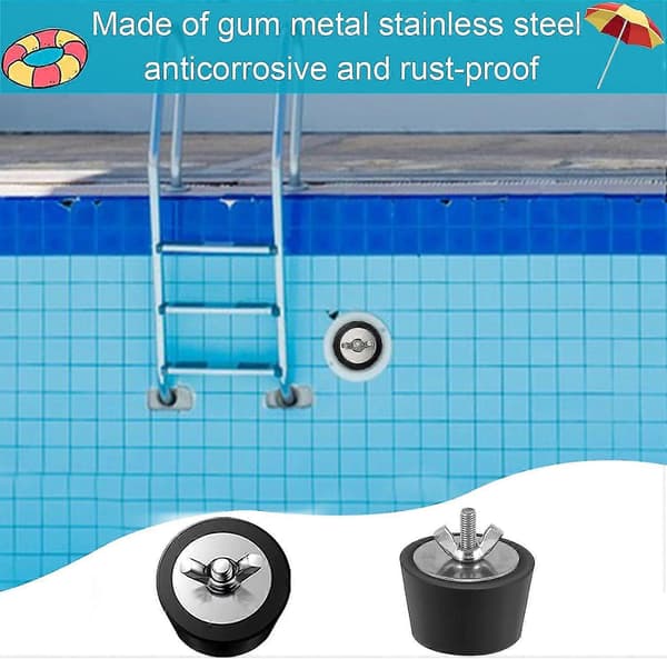 2 st Poolvinterpluggar Simbassäng Vinterexpansionsplugg 25-63mm Gummipoolplugg med Rostfria Bultar