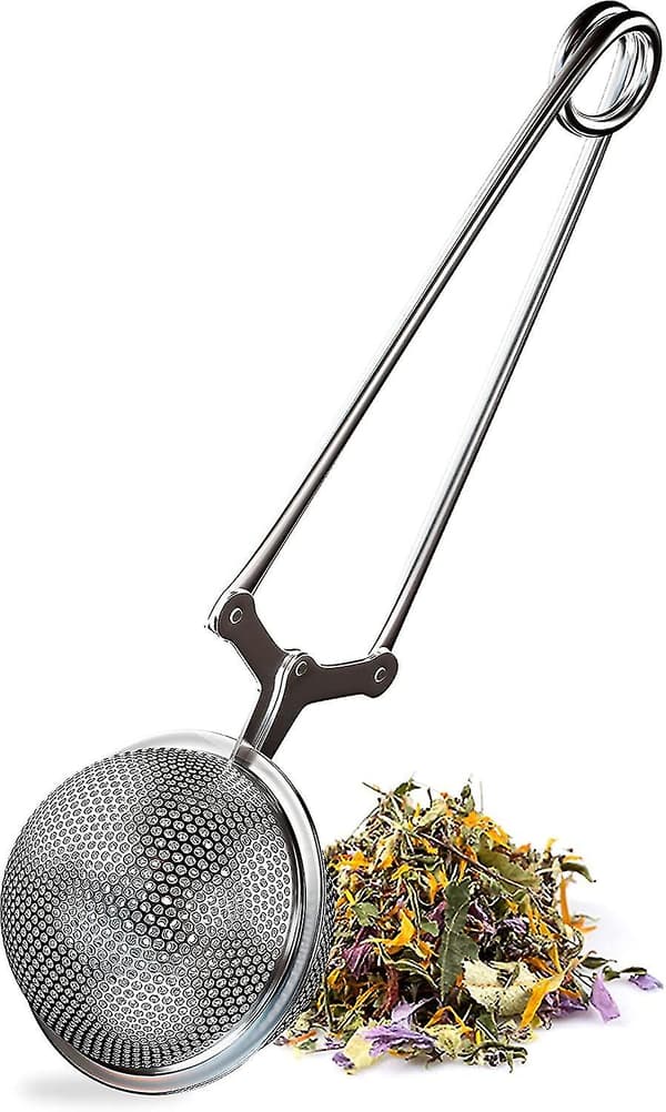 Teinfuser i rustfritt stål. Infuser med beholder for stor kapasitet av urter/urtete. Klassisk koppinfuser. Teinfuser