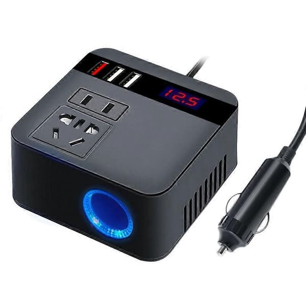 300W Strømomformere 12V/24V DC-omformer 3 USB Billader Batteri Hurtiglader Konverter Tilbehør Svart US Plugg