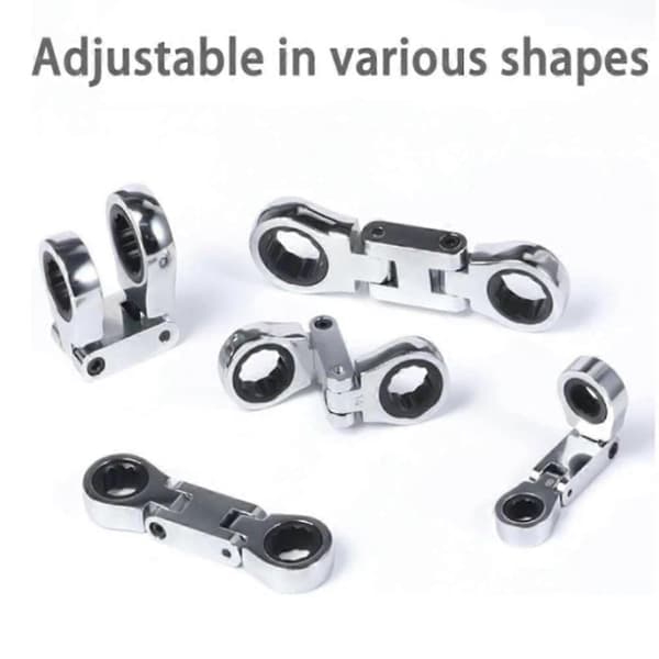 5 stk. Nano Flex-Head lommeratchet med dobbeltdrift, Mini-ratchetsett