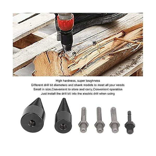 Paket med 6 Vedklyvningsbits, 32mm 42mm Avtagbar Klyvningskon Vedklyvningsbits med 4 Handtag