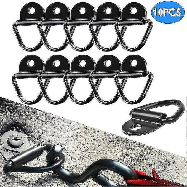 V-ringe Krog Lastsurringsring Lastanker Trailer Smedet Surring Lastbil 10 stk. - Sort Banmo