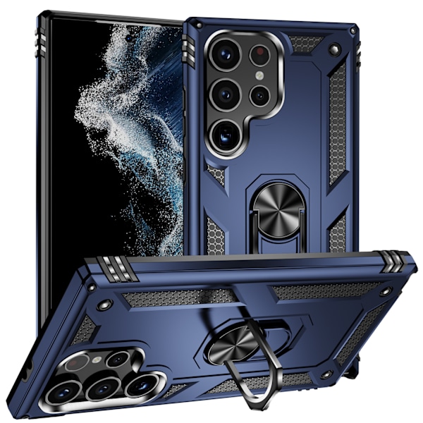 Nytt S24ultra Sergeant Mobilskal Samsung S24plus Anti-fall Bil Magnetisk Fäste Skyddande Omslag blue