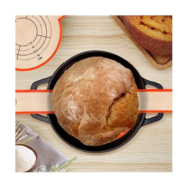 2 stk silikone bagemåtte, brødbagning siling med lange håndtag Genanvendelig brødmåtte hollandsk ovn liner