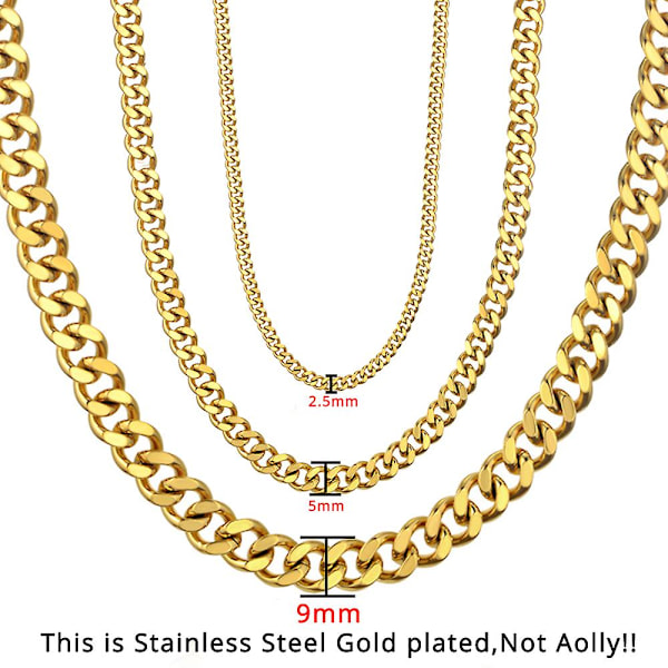 Tyk Tyk Kæde I Guld Til Mænd Stor Lang Halskæde Mandlig Guld Farve Hiphop Rustfrit Stål Kubansk Kæde Halskæde Collares