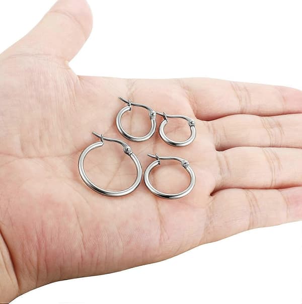 4 Par Rustfri Stål Hoop Øreringe Sæt Søde Huggie Øreringe til Kvinder, 10MM-20MM