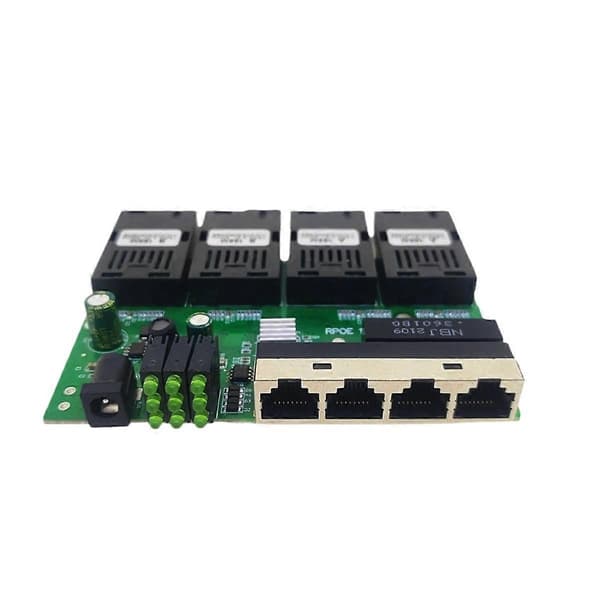 100M Reverse POE Fast Ethernet Kuitukytkin 4F4E Ulostulo 12V Optinen Media Converter Ethernet SC PCB