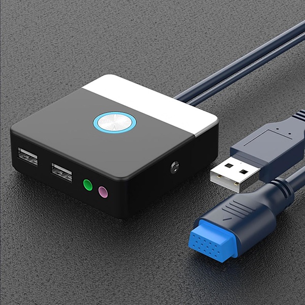 Dobbelt USB-porte 2 Lydgrænseflader Desktop Computer Kabinet Strømforsyningskontakt