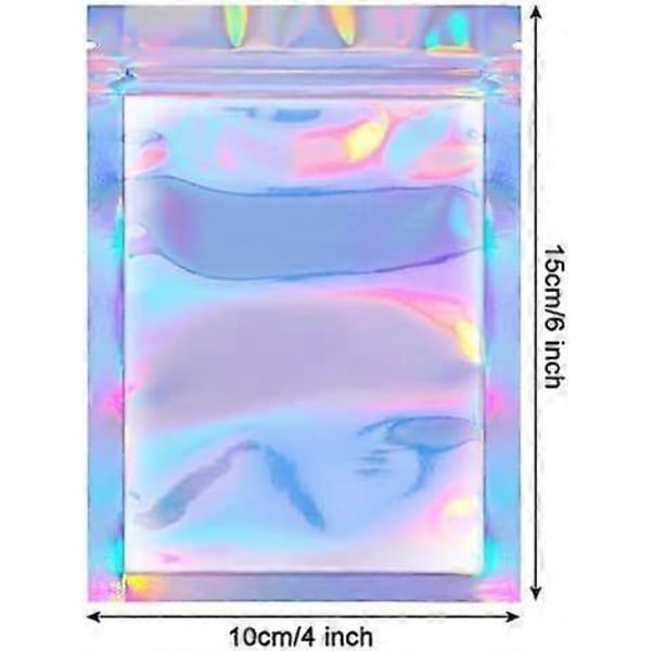 100 Stycken Holografiska Förpackningspåsar Förvaringspåse för Matförvaring (Holografisk Färg, 4 x 6 Tum)