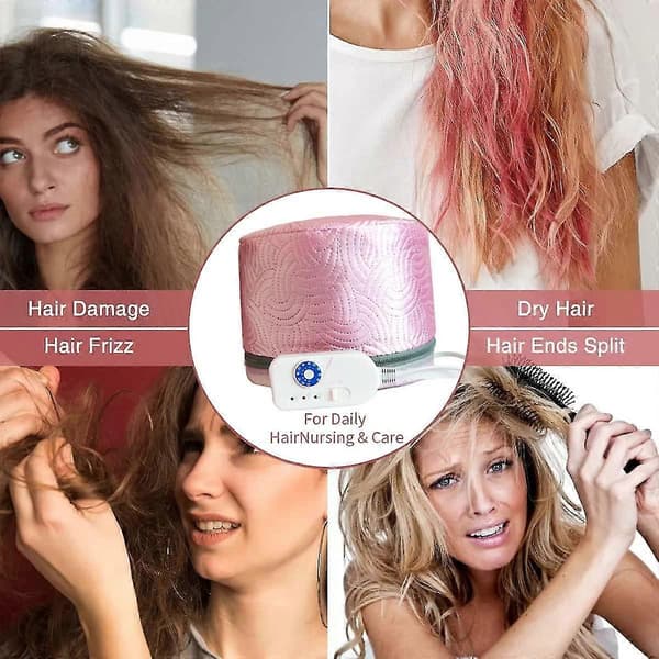 Hårbehandlings damp hætte, varme hat med 3 temperaturindstillinger og termisk spa hårstyling steamer hat (blå)