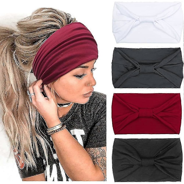 4-pack Hårband Dam Breda Hårband För Flickor Elastiska Löpning Yoga Hårinpackningar