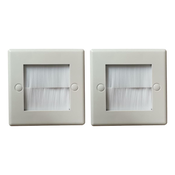 2 stk Flush Brush Veggplate Børst Enkelt 1 Gang Vegguttak Kabelinngangsplate Ryddig Monteringsfrontplate