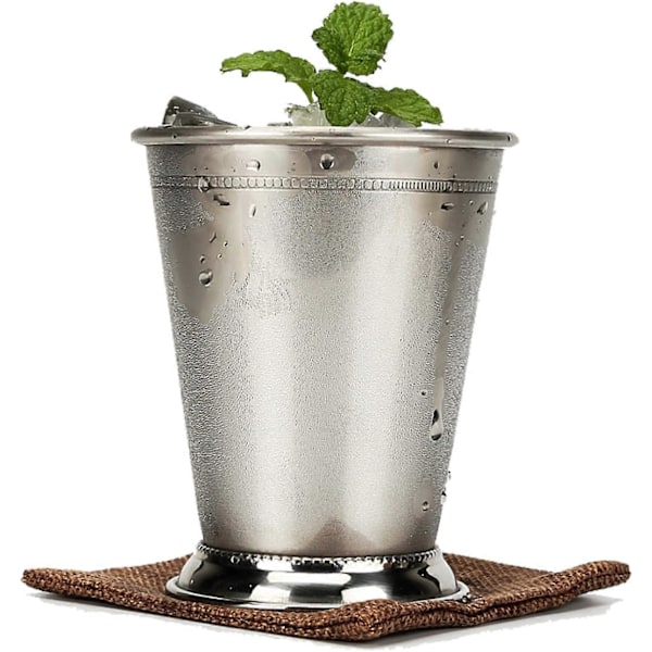Mint Julie -lasi, hopeanvärinen ruostumattomasta teräksestä valmistettu Mint Mojito -cocktailjuomalasi Moscow Mule -kuppi baariin