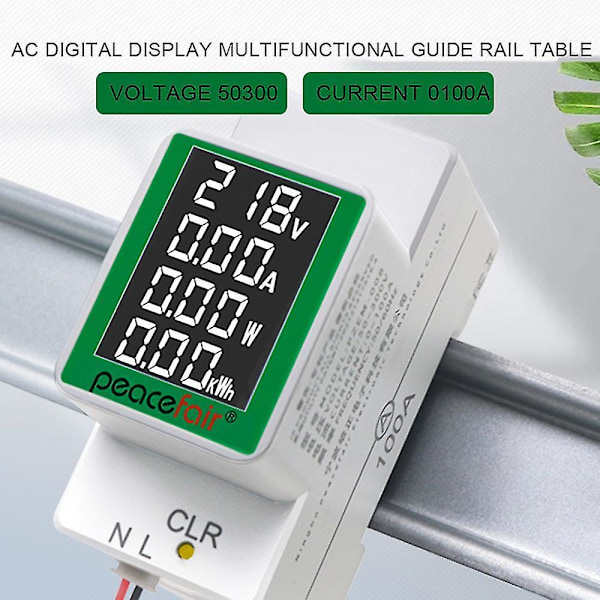 Din-kisko-mittari Elektroninen Kwh-mittari Wattimittari Monitoiminen Digitaalinen Ampeerimittari Jännitteenmittari AC 50-300v 100a