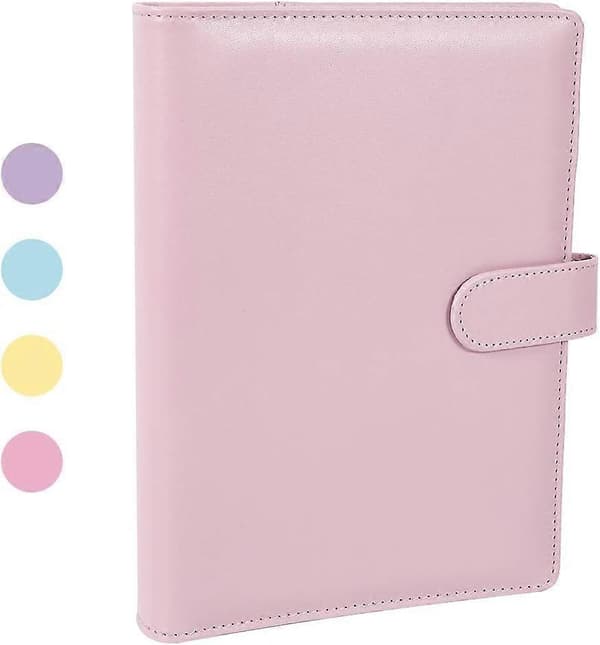 A5 PU Læder Ringbind, Genopfyldeligt 6-Ringe Bind Cover, Forretningsnotesbog Bind Notesblok og Møde Notesbog, (Pink)