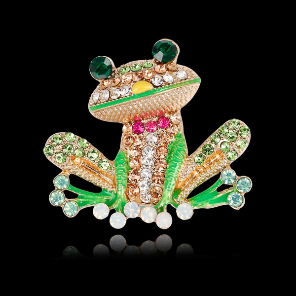 For Creative For Rhinestone Farverig For Frog Emalje Broche Pin For Dress Halstørklæde