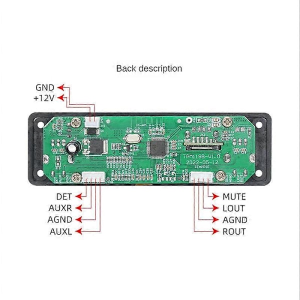 Digital Ljudspelare Bluetooth MP3-spelare Dekoderkort 128X64 DOTS LCD USB SD BT FM Musikspelare Modul TPM119B