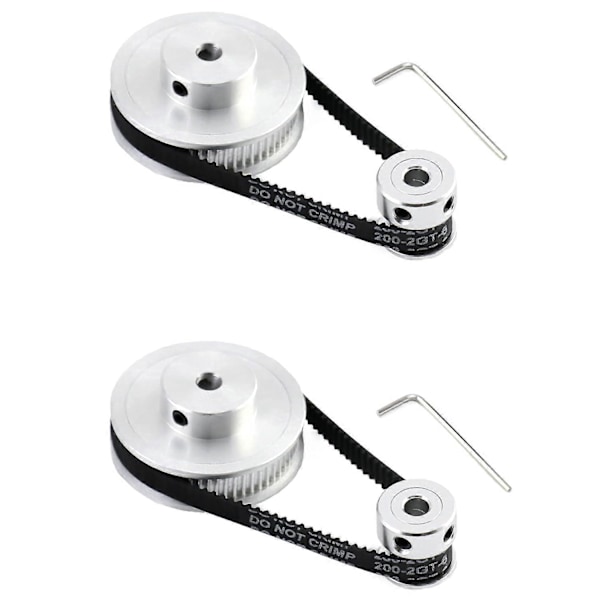 2 GT2 Synkrone Hjul Sæt til 3D Printer, 20 & 60 Tænder Boring 5 mm Aluminium Tandremsskive og Længde 200 mm Bredde 6 mm Rem