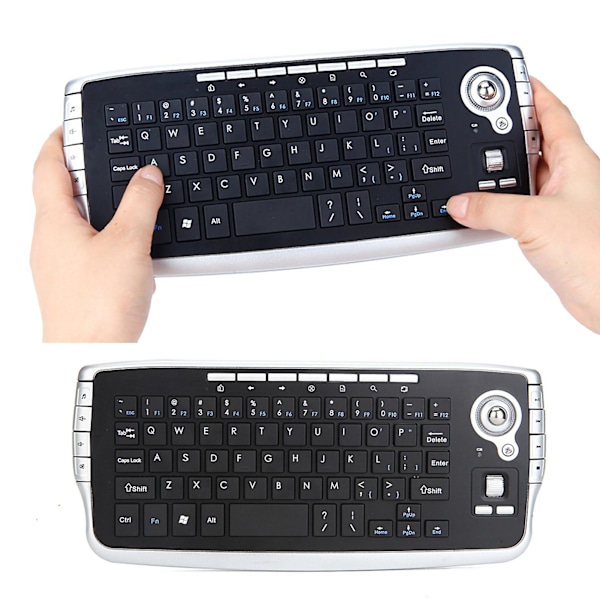Trådlöst tangentbord Ergonomiskt Multifunktionellt Bakgrundsbelysning 78 Tangenter 2.4G Mini Tangentbord med Spårbollsmus Rullhjul för Bärbar dator