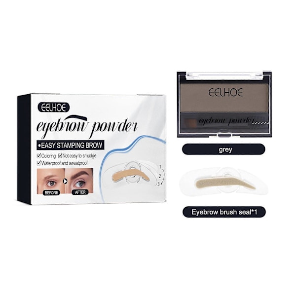 Eelhoe Stämpel Ögonbrynspuder Set Lat Ögonbrynspuder Makeup Naturligt Långvarigt Vattentätt Svårt att Missfärga Set - Mörkbrun