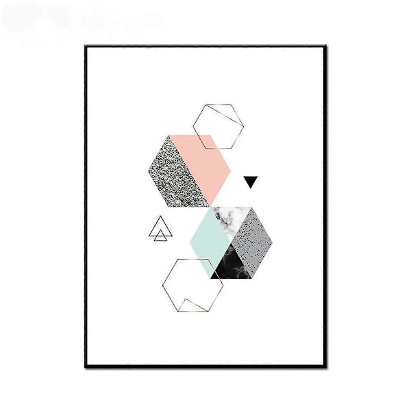 Wekity Marmortextur Geometrisk Patchwork 2 Väggkonst Canvas Print Poster, Enkel Abstrakt Konst Ritning Dekoration för Hem Vardagsrum Sovrum Kontor och Ch