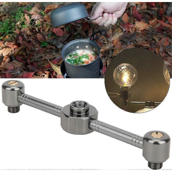 Utomhuscamping Aluminiumlegering Gas Cylinder Spis Adapter Huvuden Ugn Konverter Tillbehör (två huvuden)