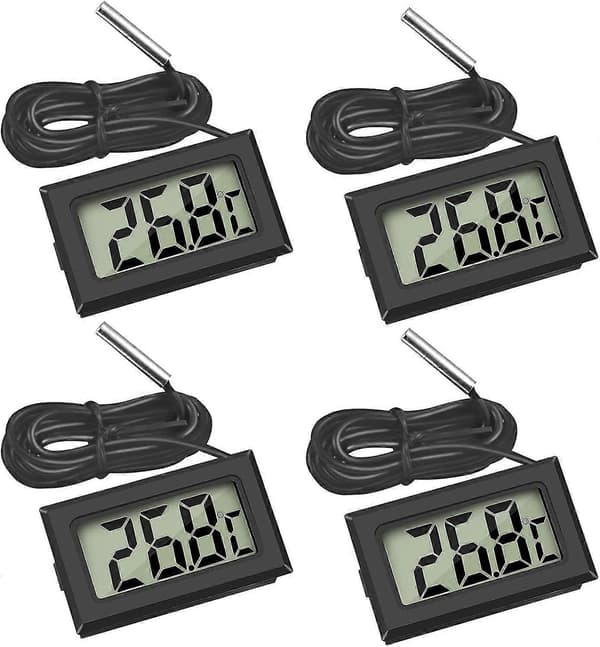 Mini Digitalt LCD Termometer Temperatur med Temperaturprobe Sensor Tester (4x Sort)