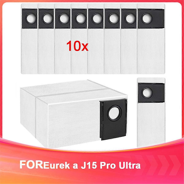 10 Dammsugarpåsar för Eureka J15 Pro Ultra Robotdammsugare, 3L Stor Kapacitet Påse