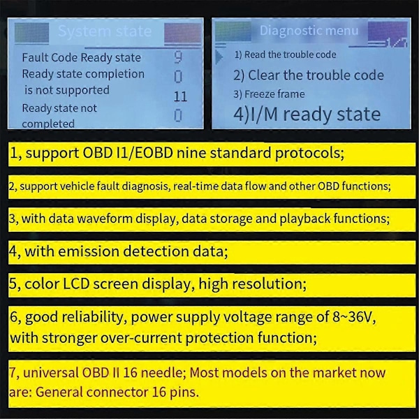 V100 Auton Diagnostiikkatyökalut Digitaalinen Näyttö Skanneri Yleinen OBD2 Vikakoodinlukija Sytytystestin Testaaja