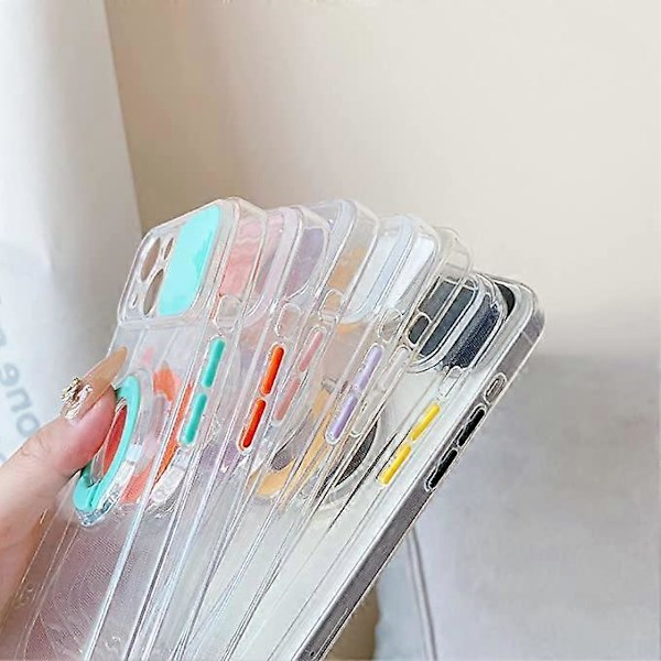 Söt Färgad Ringhållare Glidande Lins Kameraskydd Transparent Mjukt iPhone-skal Gult, iPhone 12 Pro