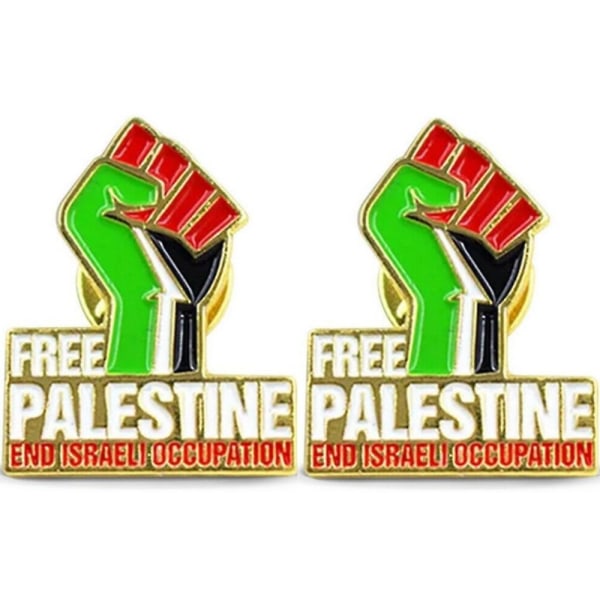 2st Palestina Flagga Färg Näve Metall Badge Pin Badge Lapel Flag Badge-fri Palestina