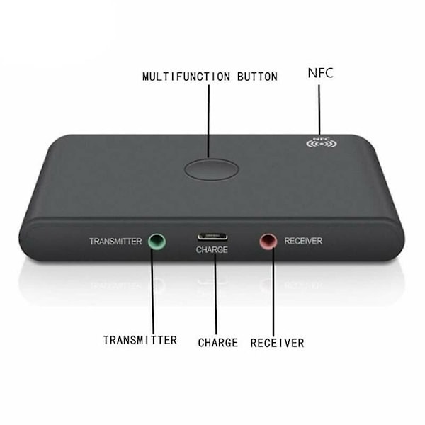 Tx6 Bluetooth Bt 5.0 Audio 3,5 mm Sender/Modtager Adapter 2 i 1 Understøtter Nfc Håndfri Hovedtelefon