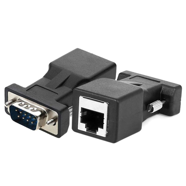 2-pak VGA-forlenger Hunn til RJ45 CAT5 CAT6 20M nettverkskabeladapter COM-port til LAN Ethernet-portkonverter