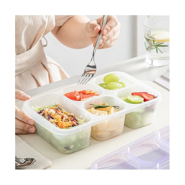 Bento Box Vuxen Lunchbox 4st, 5-fack måltidsförberedande behållare för barn, återanvändbar matförvaring med