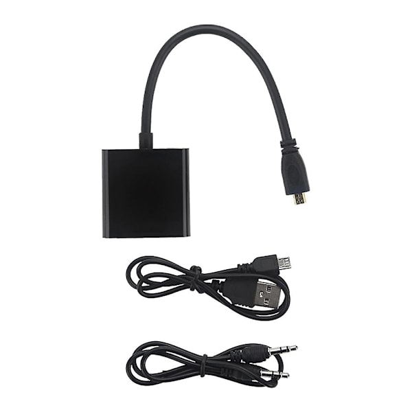 2x - til VGA Adapterkabel 1080p Videokonverter med Lydjack USB Strømkabel til Kamera Raspberry