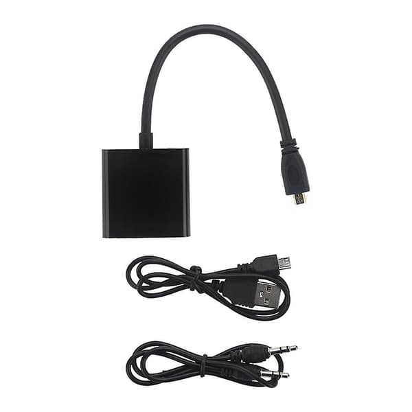 2x - til VGA Adapterkabel 1080p Videokonverter med lydkontakt USB-strømkabel for kamera Raspberry