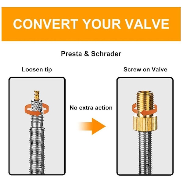 6 st Presta-ventilsadaptrar, Konvertera Presta till Schrader-adapter för cykel, Pumpa däck med standardpump