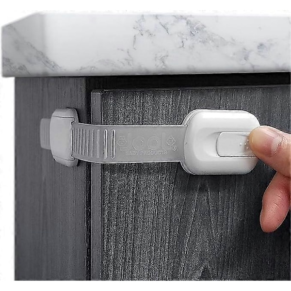 Børnesikringslåse til skabe, køleskab, skuffer, opvaskemaskine, toilet, 3M klæbemiddel, ingen boring (4 stk.)