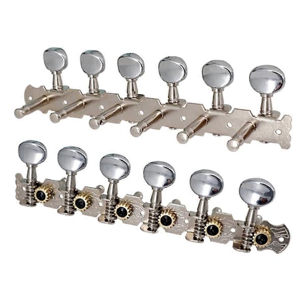 2-pack 6R6L Rostfria Gitarr Stämningsknappar Maskinhuvuden Stämmare Knappar för Klassisk Folk Gitarr Krom