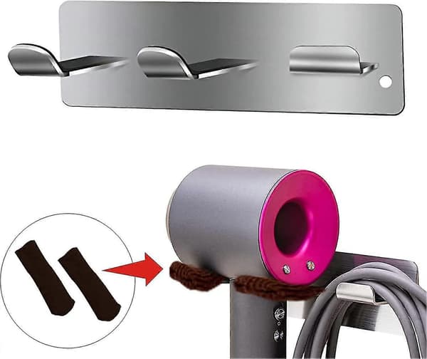 Dyson Hårfønerholder, Vanntett Rustfritt Stål Selvklebende Veggmontert Hårfønerholder
