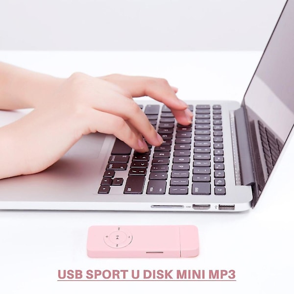 Bærbar USB Sport U Disk Mini Mp3 Musikafspiller Støtte 32gb Tf Kortpink