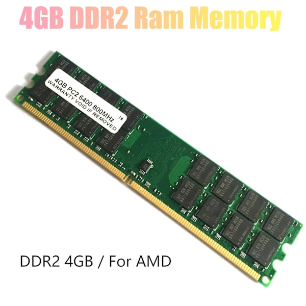 4GB DDR2 RAM-minne 800MHz 1.8V PC2 6400 DIMM 240 pinner for AMD-hovedkort Minne RAM