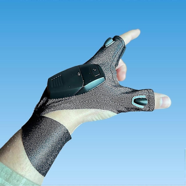 Lommelygtehandsker, gaver til mænd, handsker med lys fisketilbehør, fingerløse handsker natbelysning, cool gadgets cykling camping (2 stk, sort
