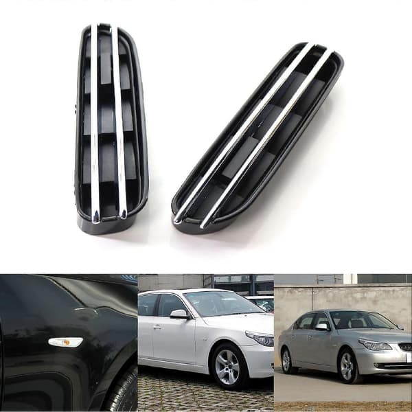 2 stk. Side Skjerm Luftstrøm Ventil Grill Slitesterk Enkel Installering ABS Side Luftstrøm Ventil Erstatning for BMW 5-serie E39 E60 M5 1991-2010