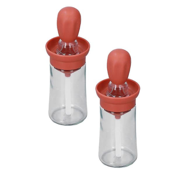 Oljeflaska med silikonborste för matlagning, grillning och bakning i köket, 2-pack