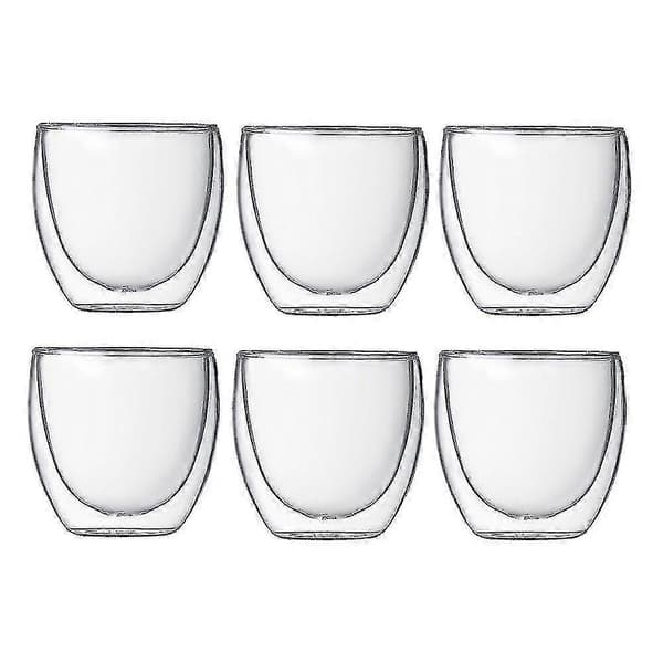 6 stk. 80ml 2,7oz Dobbelt-væggede Varmeisolerende Glas Tumbler Espresso Te Kop