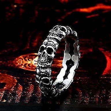 Herre Skull Ring Band Rustfritt Stål Smykker Punk Gothic Demon Ring For MC-førere Gave