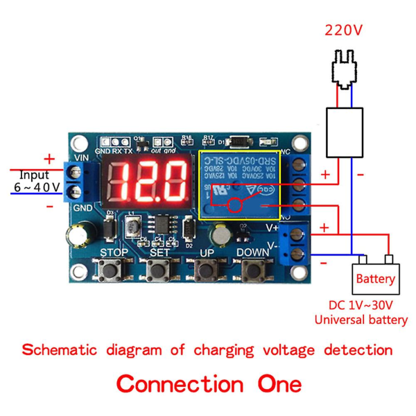 DC 6-40V Batterilader Kontrollbryter Underspenning Oversynsbeskyttelse Kretskort Automatisk Avstengning Skive