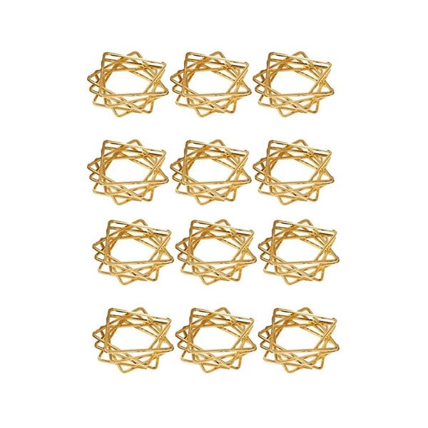 12st Polygon Star Design servettringar metall servetthållare för bröllopsfestdekorationer